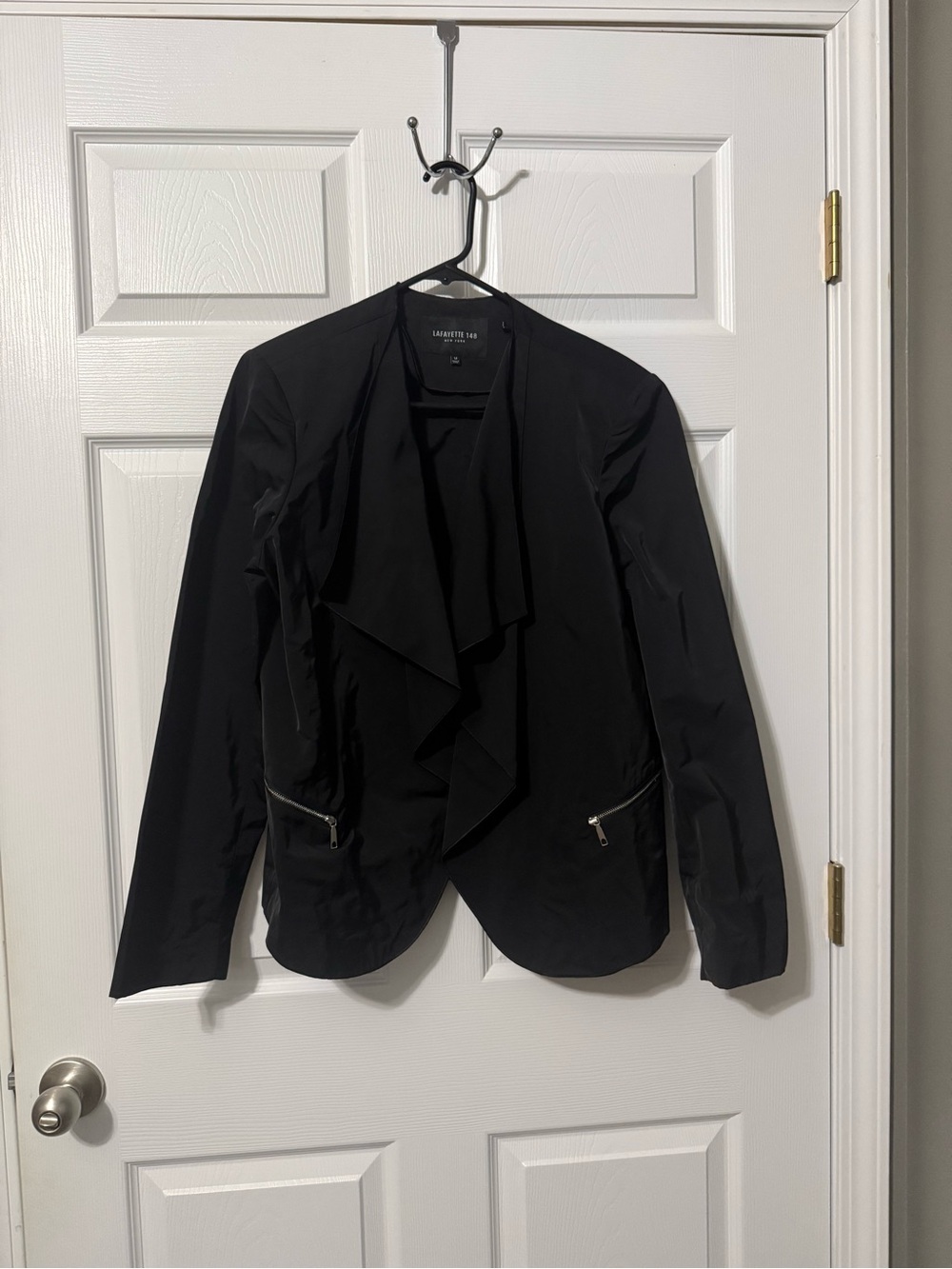 Lafayette 148 Black Drape Open Front Jacket- 14 - Picture 2 of 7